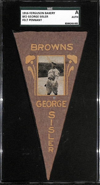 1916 Ferguson Bakery BF2 Felt Pennant George Sisler (Browns) SGC Authentic