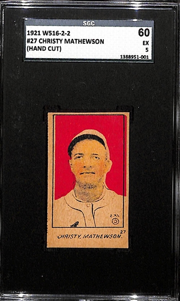 1921 W516-2-2 Christy Mathewson #27 (Hand Cut) SGC 60 (5) EX (High Grade)