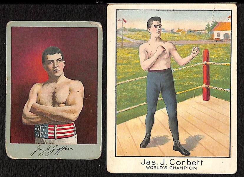 James J. Corbett and James J. Jeffries Boxing Cards (Mecca and Khedival)