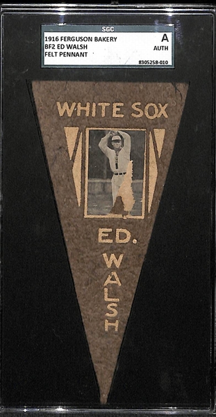 1916 Ferguson Bakery BF2 Felt Pennant Ed Walsh (White Sox) SGC Authentic