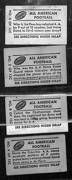 Lot of (4) 1948 Topps Magic Football Cards w/ Johnny Lujack Rookie