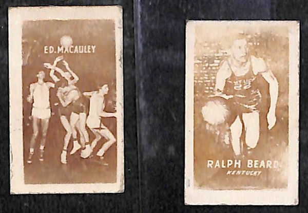 Lot of (2) 1948 Topps Magic Basketball All American Cards (Ralph Beard, Ed Macauley)