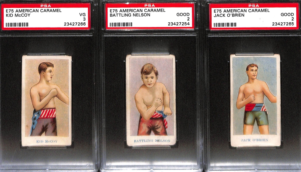 Lot of (7) PSA Graded 1909 E75 American Caramel Boxing Cards