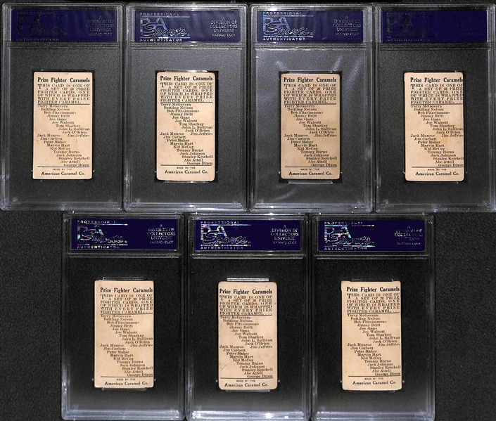 Lot of (7) PSA Graded 1909 E75 American Caramel Boxing Cards