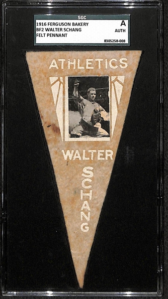 1916 Ferguson Bakery BF2 Felt Pennant Schang (A's) SGC Authentic
