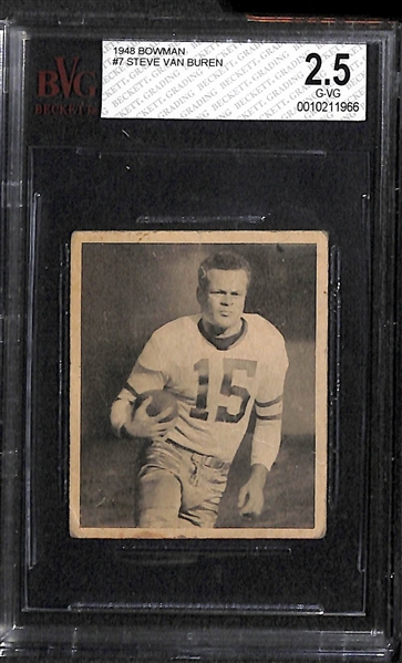 1948 Bowman Football Lot of (9) Cards w/ Steve Van Buren BVG 2.5 Rookie!