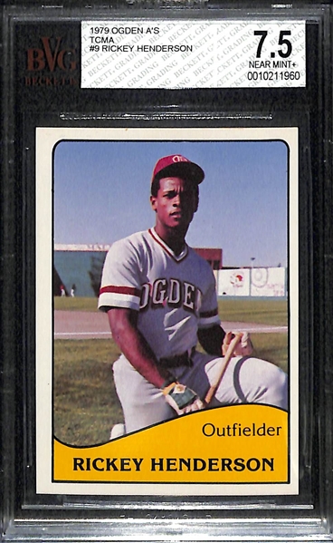 1979 TCMA Rickey Henderson Ogden A's Minor League Pre-Rookie Graded Beckett BVG 7.5