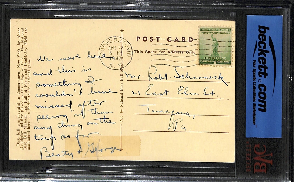 1936-1939 Babe Ruth Hall Of Fame Plaque Post Card - BVG Authentic