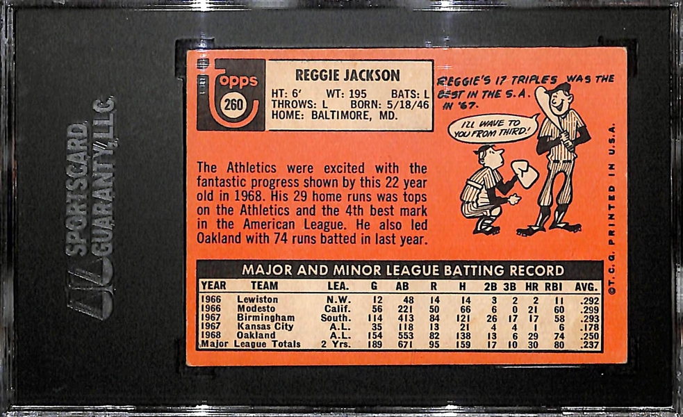 1969 Topps Reggie Jackson Rookie (#260) SGC 50 (VG/EX)