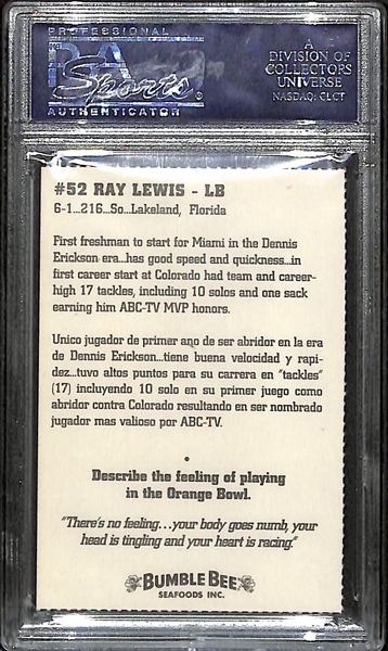 1994 Miami Bumblebee Ray Lewis PSA 9 Mint