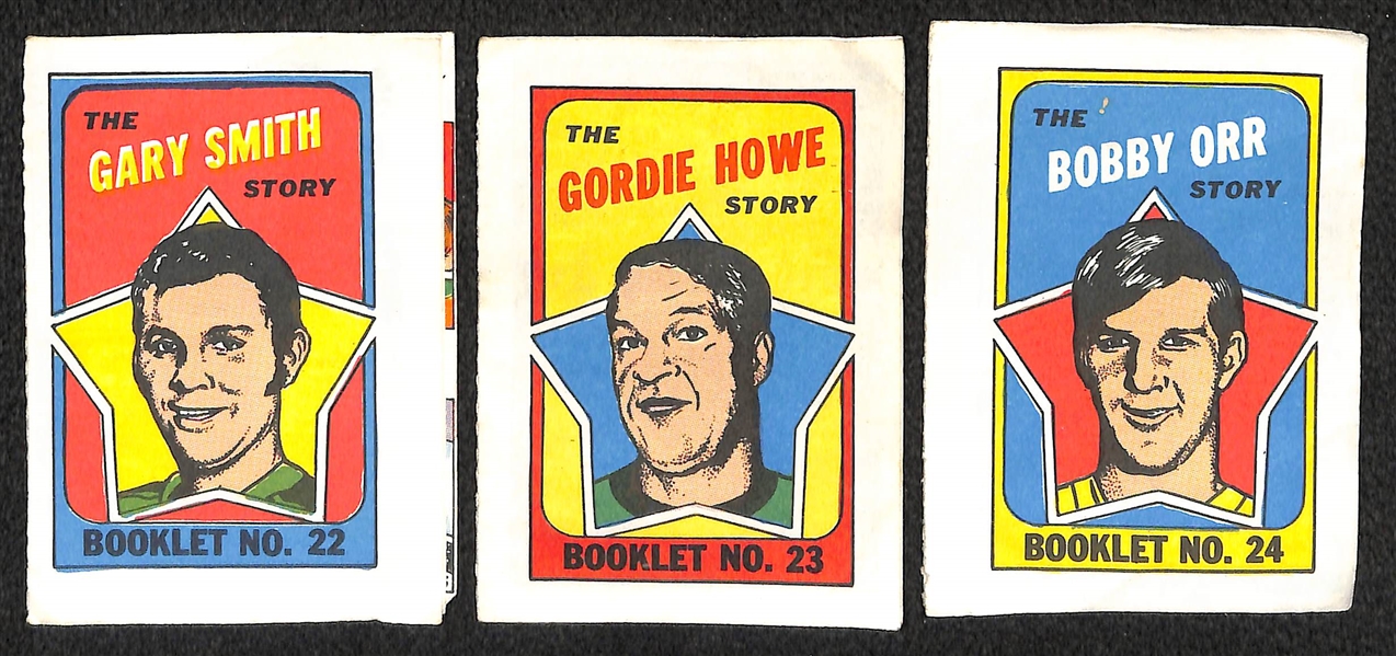 1971-72 Topps Hockey Booklet Complete Set (24),  VG-NM, w/ Clarke, Orr, Howe, Dryden, Hull 