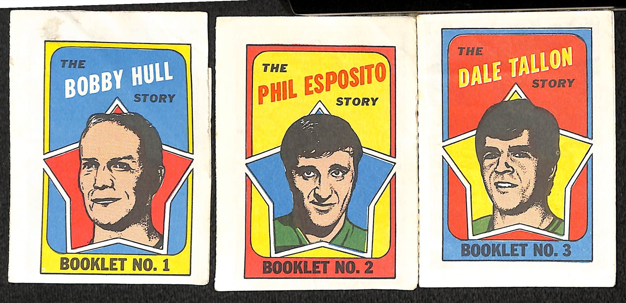 1971-72 Topps Hockey Booklet Complete Set (24),  VG-NM, w/ Clarke, Orr, Howe, Dryden, Hull 