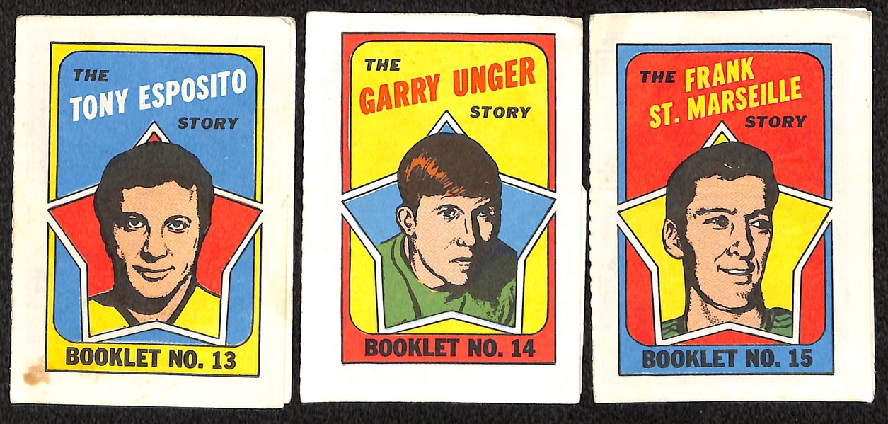 1971-72 Topps Hockey Booklet Complete Set (24),  VG-NM, w/ Clarke, Orr, Howe, Dryden, Hull 