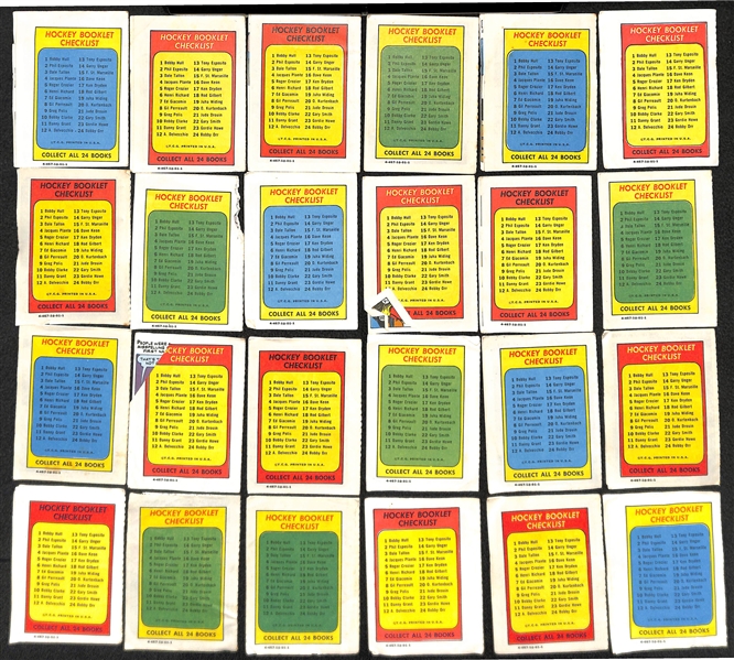 1971-72 Topps Hockey Booklet Complete Set (24),  VG-NM, w/ Clarke, Orr, Howe, Dryden, Hull 