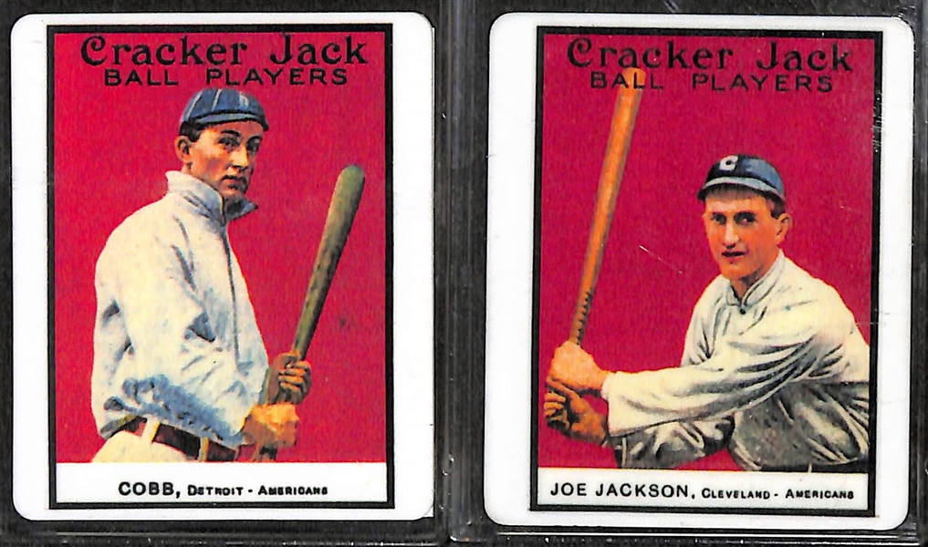 12-Card HOF Porcelain Reproduction 1914 Cracker Jack Set From 1996 (w/COAs) - Cobb, Mathewson, Wagner, Johnson, +