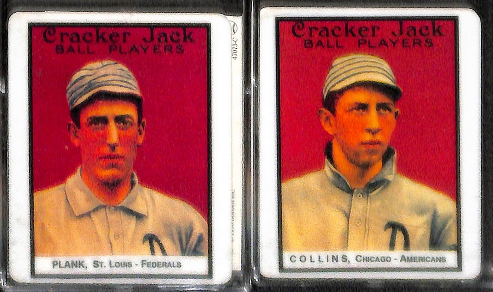 12-Card HOF Porcelain Reproduction 1914 Cracker Jack Set From 1996 (w/COAs) - Cobb, Mathewson, Wagner, Johnson, +