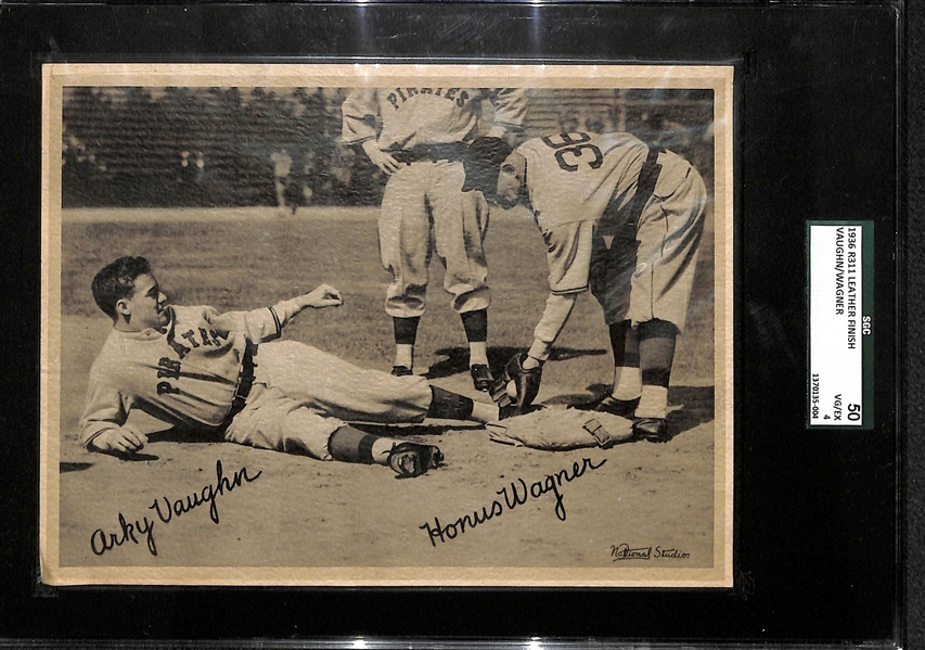 1936 R311 Leather Finish Honus Wagner & Arky Vaughn 6x8 Card Graded SGC 50 (4) VG/EX