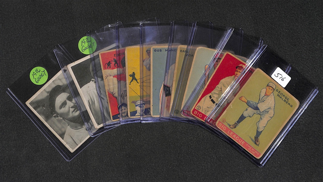Lot of 9 1933-1936 Goudey Baseball Cards w. George Walberg