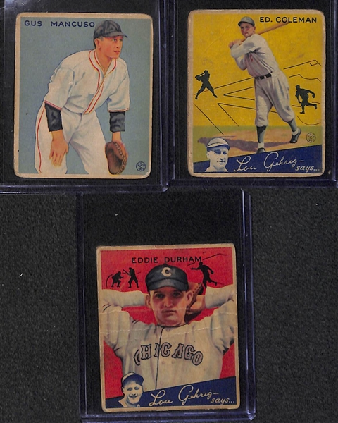 Lot of 9 1933-1936 Goudey Baseball Cards w. George Walberg