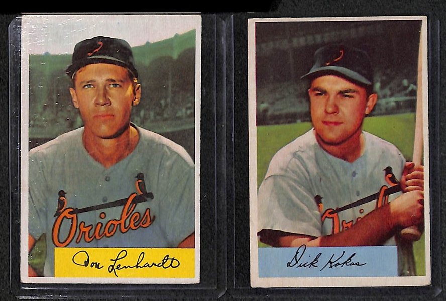 Lot of 14 - 1954 Bowman Baltimore Orioles Cards w. Don Larsen RC
