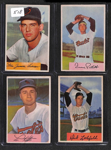 Lot of 14 - 1954 Bowman Baltimore Orioles Cards w. Don Larsen RC