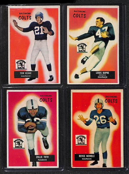 Lot of 16 - 1955 Bowman Baltimore Colts Cards w. Alan Ameche Rookie Card