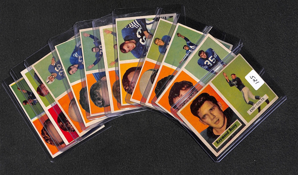 Lot of 11 - 1957 Topps Baltimore Colts Cards w. Raymond Berry Rookie Card