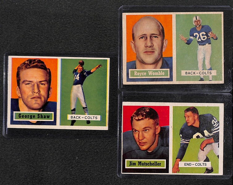 Lot of 11 - 1957 Topps Baltimore Colts Cards w. Raymond Berry Rookie Card