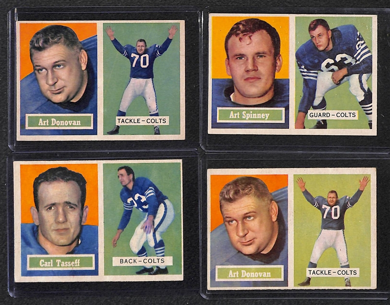 Lot of 11 - 1957 Topps Baltimore Colts Cards w. Raymond Berry Rookie Card