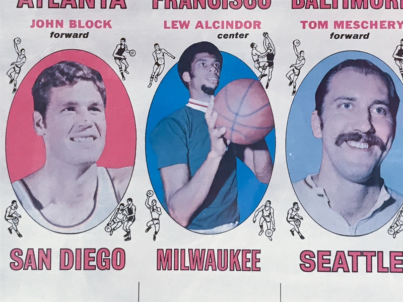 1969-70 Topps Uncut Basketball Proof Sheet (Blank Back) w/ Jabbar Rookie