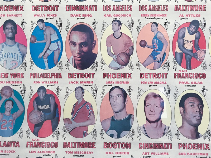 1969-70 Topps Uncut Basketball Proof Sheet (Blank Back) w/ Jabbar Rookie