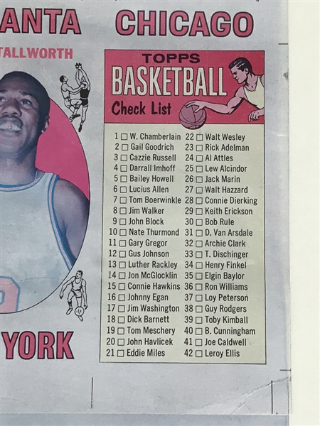 1969-70 Topps Uncut Basketball Proof Sheet (Blank Back) w/ Jabbar Rookie