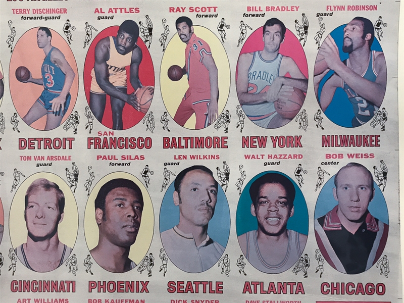 1969-70 Topps Uncut Basketball Proof Sheet (Blank Back) w/ Jabbar Rookie