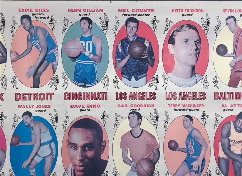 1969-70 Topps Uncut Basketball Proof Sheet (Blank Back) w/ Jabbar Rookie