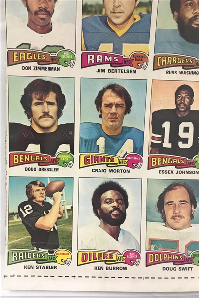 1975 Topps Football Uncut Sheet (w/ Branch, Pearson, and Theismann Rookies)