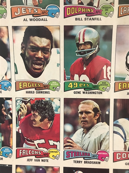 1975 Topps Football Uncut Sheet (w/ Branch, Pearson, and Theismann Rookies)