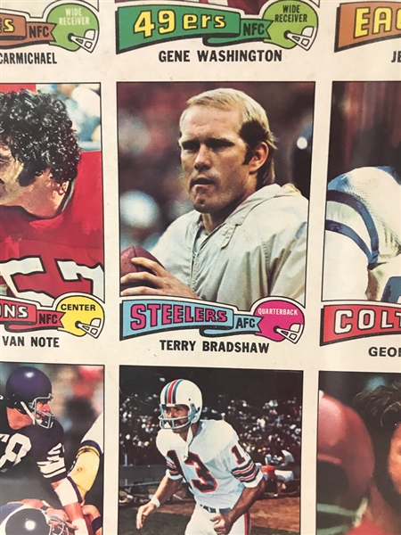 1975 Topps Football Uncut Sheet (w/ Branch, Pearson, and Theismann Rookies)