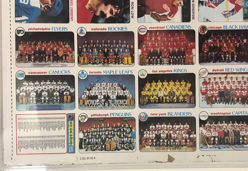 1978-79 Topps Hockey 132-card Uncut Sheet