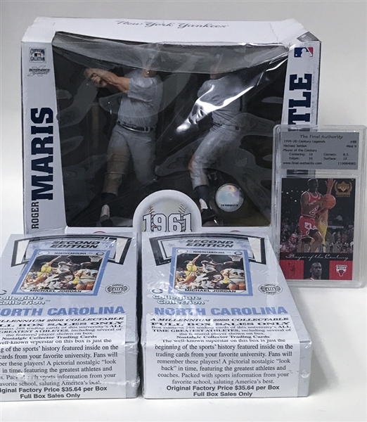 Memorabilia & Card Lot w. the Cooperstown Coll. Maris/Mantle Figure