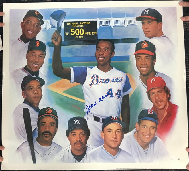 Hank Aaron Signed 500 Home Run Club Poster (JSA COA) - Approx. 27 x 29)