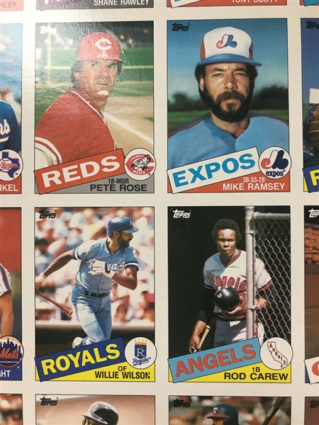 1985 Topps Uncut Sheet w. Mark McGwire Rookie Card