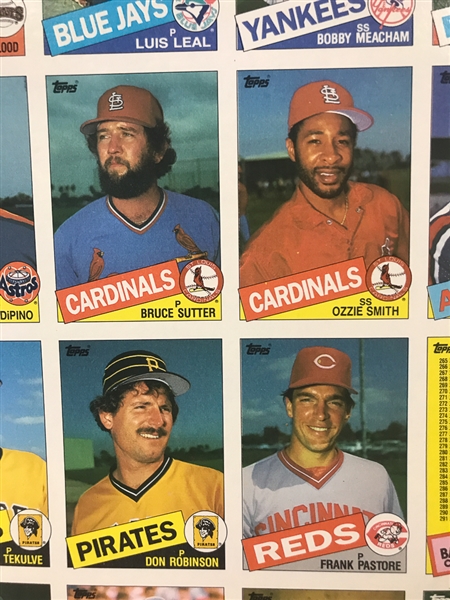 1985 Topps Uncut Sheet w. Mark McGwire Rookie Card