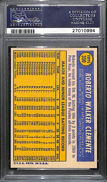 1970 Topps Roberto Clemente (Pirates) Card #350 Graded PSA 8 (NM-Mint)