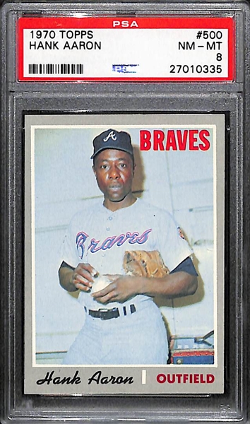 1970 Topps Hank Aaron (Braves) Card #458 Graded PSA 8 (NM-Mint)