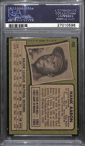 1971 Topps Hank Aaron (Braves) Card #400 Graded PSA 7 (NM)