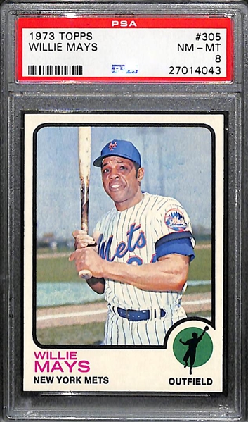 1973 Topps Willie Mays (Mets) Card #305 Graded PSA 8 (NM-Mint)
