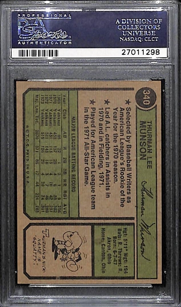 1974 Topps Thurman Munson (Yankees) Card #340 Graded PSA 9 (Mint)