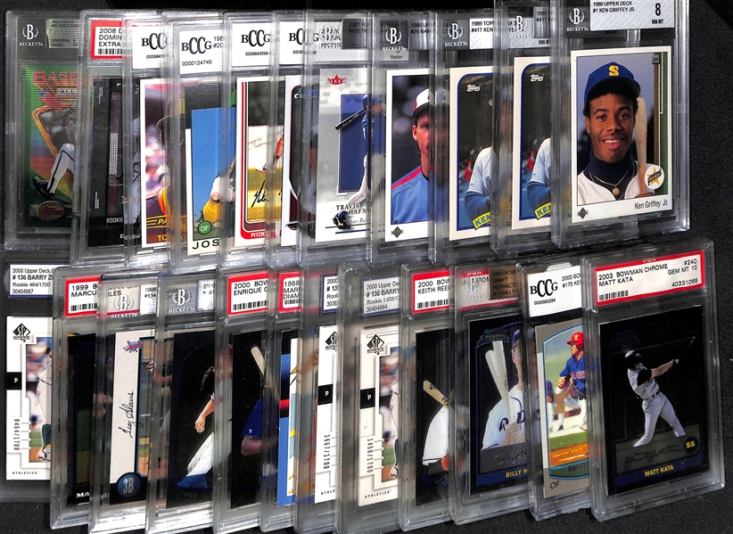 Lot of (23) Graded Baseball Cards w/ 1989 UD Griffey Jr, 2013 Bowman Chrome Carlos Correa, +