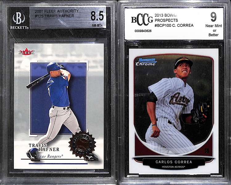 Lot of (23) Graded Baseball Cards w/ 1989 UD Griffey Jr, 2013 Bowman Chrome Carlos Correa, +