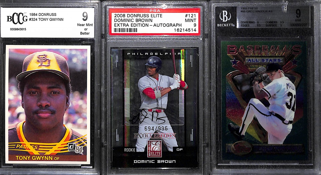 Lot of (23) Graded Baseball Cards w/ 1989 UD Griffey Jr, 2013 Bowman Chrome Carlos Correa, +